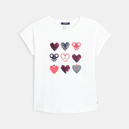 Avis T-shirt à sequins magiques Motif Petits Cœurs rose fille OKAIDI 1