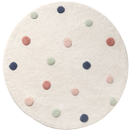 Avis Tapis enfant lavable rond à pois colorés Petite Amélie 1