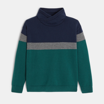 Avis Pull d'hiver col snood vert garçon OKAIDI 1