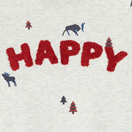 Avis Sweat-shirt à message Happy gris garçon OKAIDI 2