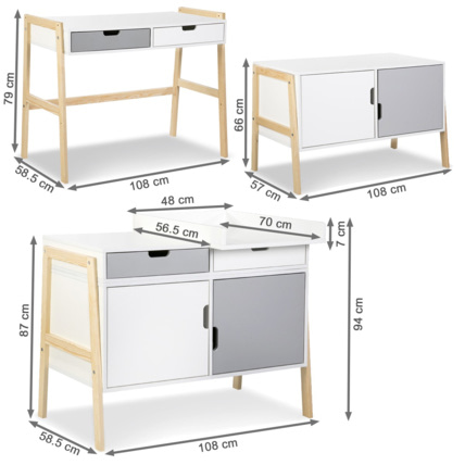 Avis Commode à langer bébé évolutive en bureau et meuble bas HUGO KLUPS 4