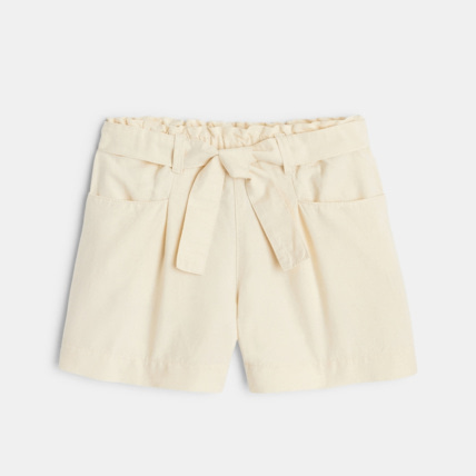 Avis Short uni en lin et coton blanc fille OKAIDI 1
