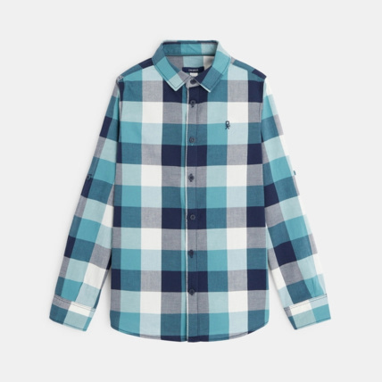 Avis Chemise manches longues à carreaux bleue garçon OKAIDI 2