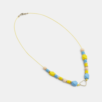 Avis Collier de perles avec 1 cœur bleu fille OKAIDI 1