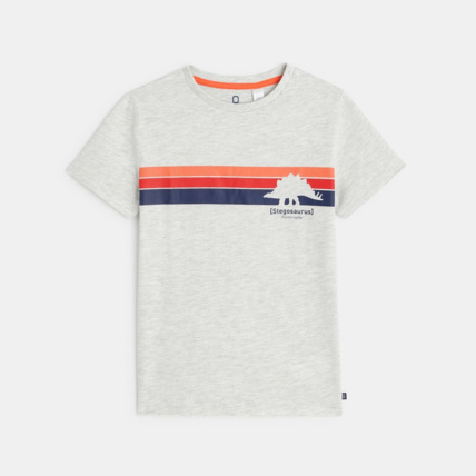 Avis T-shirt manches courtes motif dinosaure blanc garçon OKAIDI 1
