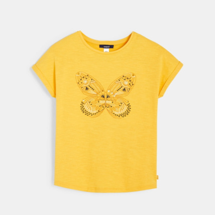Avis T-shirt à motif brodé jaune fille OKAIDI 1