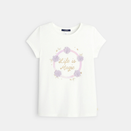 Avis T-shirt à message "Life is Magic" blanc fille OKAIDI 1