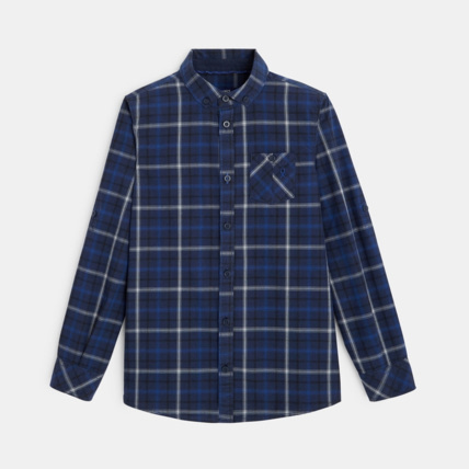 Avis Chemise à carreaux et col boutonné bleue garçon OKAIDI 2