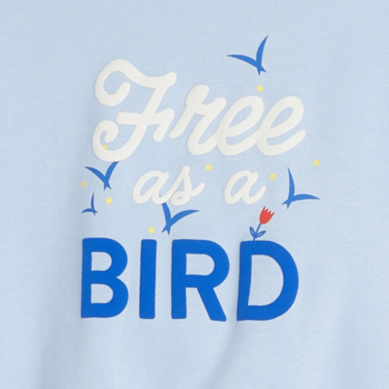 Avis Sweat-shirt en molleton à message "Free as a bird" bleu fille OKAIDI 3