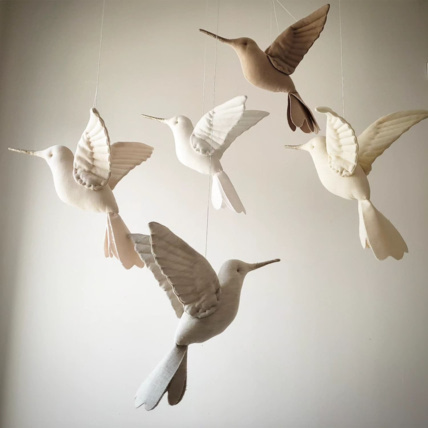 Avis Trophée mural enfant,  Colibri en lin Ecru Sevira Kids 2