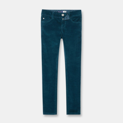Avis Pantalon en velours stretch turquoise fille OKAIDI 1