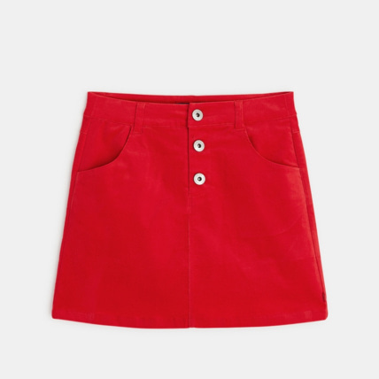 Avis Jupe trapèze en velours rasé uni rouge fille OKAIDI 2