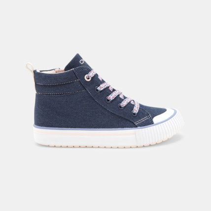 Avis Baskets mid toile à lacets fleurs bleues fille OKAIDI 1