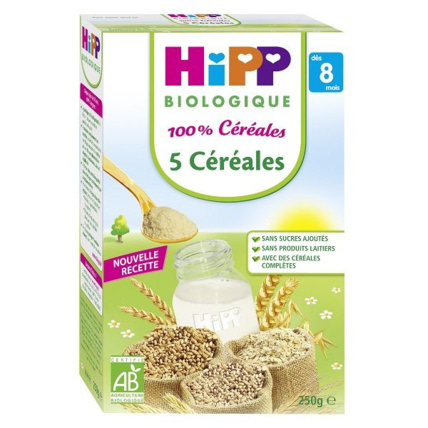 Avis 100% Céréales - 5 céréales - 1 boîte x 250g - 8 mois HIPP 1