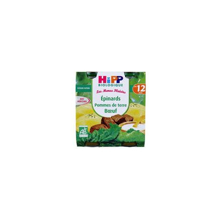 Avis Pommes de terre Epinards Bœuf - 2 pots x 250g - 12 mois HIPP 1