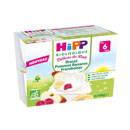 Avis Brassés Pommes Bananes Framboises - 4 coupelles x 100g - 6 mois HIPP 1