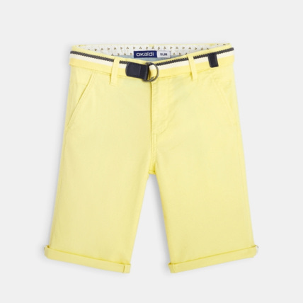 Avis Bermuda slim ceinturé en toile stretch jaune garçon OKAIDI 1