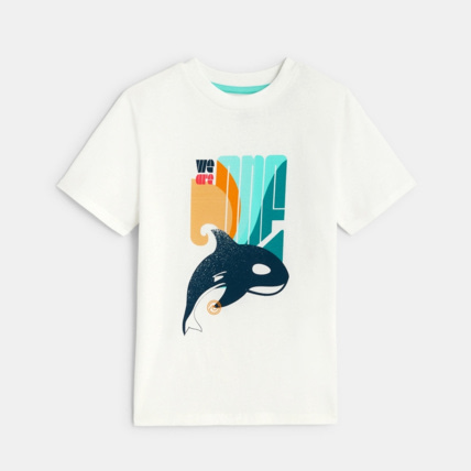 Avis T-shirt manches courtes à motif beige garçon OKAIDI 1