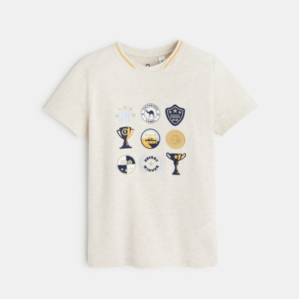 Avis T-shirt maille piquée écussons racing beige garçon OKAIDI 2