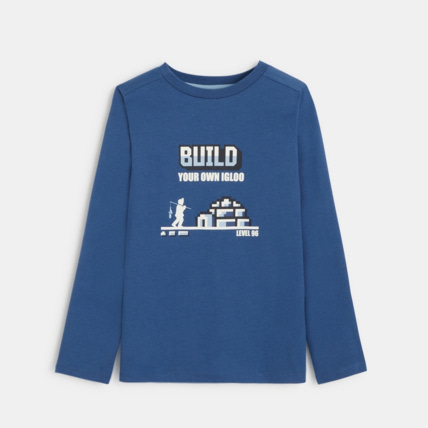Avis T-shirt manches longues à message bleu garçon OKAIDI 1