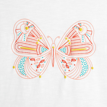 Avis Pyjama short en jersey motif papillon blanc fille OKAIDI 3