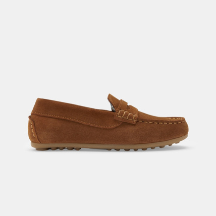 Avis Mocassin croûte de cuir uni marron garçon OKAIDI 1