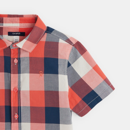 Avis Chemise manches courtes à grands carreaux orange garçon OKAIDI 3