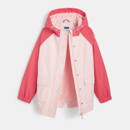 Avis Parka bicolore imperméable à capuche rose fille OKAIDI 3