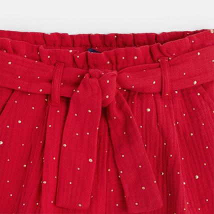 Avis Short en gaze de coton motifs pois dorés rouge fille OKAIDI 2