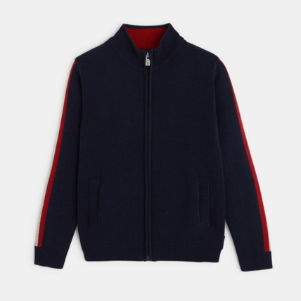Avis Gilet zippé en tricot bleu garçon OKAIDI 1