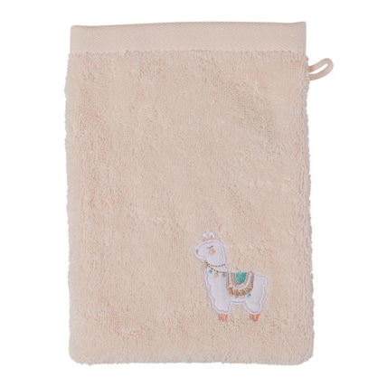 Avis Gant bouclette de coton biologique broderie lama Inca CARRE BLANC 1