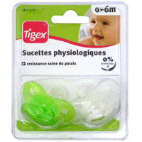 Avis Sucettes physiologiques pur silicone 0-6 mois (x2) Tigex 1
