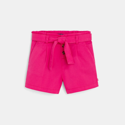 Avis Short ceinturé en toile unie rose fille OKAIDI 1