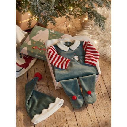 Avis Coffret cadeau de Noël bébé mixte pyjama + bonnet Joyeux Lutin Vertbaudet 2
