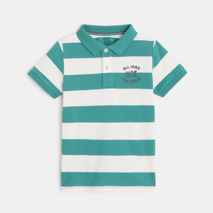 Avis Polo rayé en jersey piqué bleu garçon OKAIDI 1