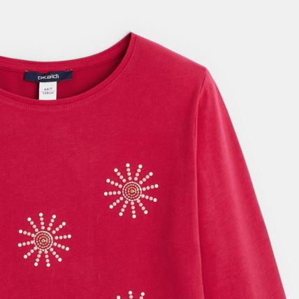 Avis T-shirt coton bio à motif clouté rose fille OKAIDI 2