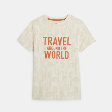 Avis T-shirt à message "Travel around the world" blanc garçon OKAIDI 1