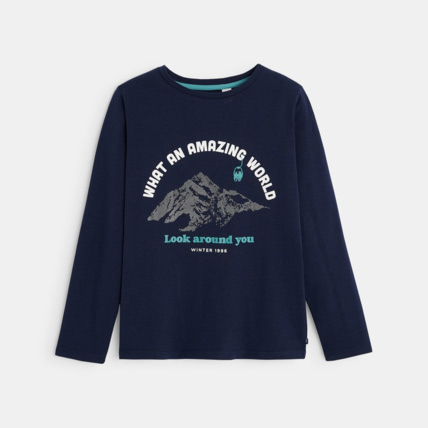 Avis T-shirt à message bleu garçon OKAIDI 1