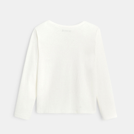 Avis T-shirt manches longues à fleurs et sequins blanc fille OKAIDI 3