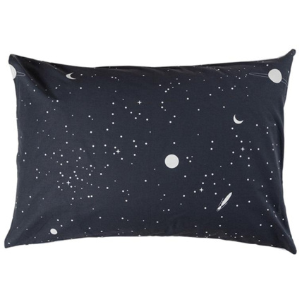 Avis Taie d'oreiller rectangulaire pur coton imprimé constellations et lion cosmonaute cosmic CARRE BLANC 2