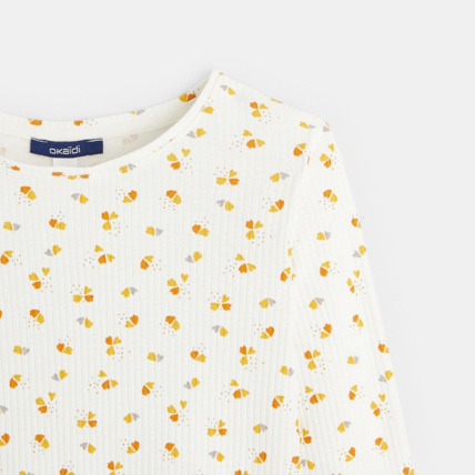 Avis T-shirt en jersey côtelé imprimé jaune fille OKAIDI 3