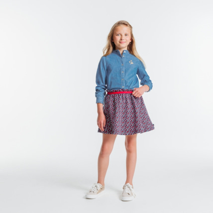 Avis Chemise frou-frou broderie cœur bleue fille OKAIDI 1