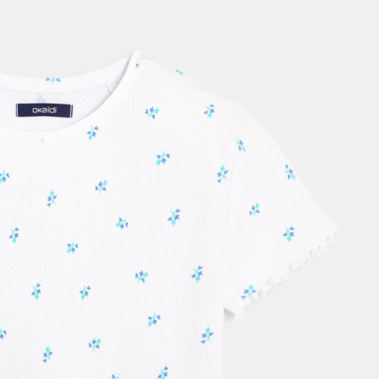 Avis T-shirt à bords ondulés bleu fille OKAIDI 2