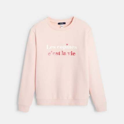 Avis Sweat-shirt à message en coton biologique rose fille OKAIDI 1