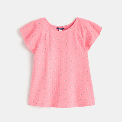 Avis T-shirt gaufré à petits motifs Cerises rose fille OKAIDI 1