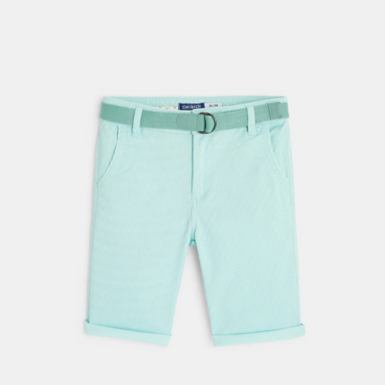 Avis Bermuda slim ceinturé en toile stretch vert garçon OKAIDI 2