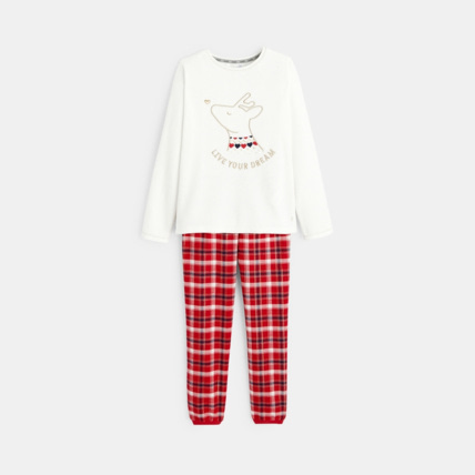 Avis Pyjama 2 pièces à message "Live Your Dream" blanc fille OKAIDI 1