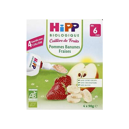 Avis Gourde Pommes Bananes Fraises - 4 x 90g - 6 mois HIPP 1