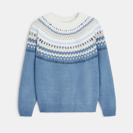 Avis Pull jacquard col rond bleu fille OKAIDI 2