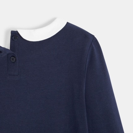 Avis T-shirt uni col claudine bleu fille OKAIDI 4